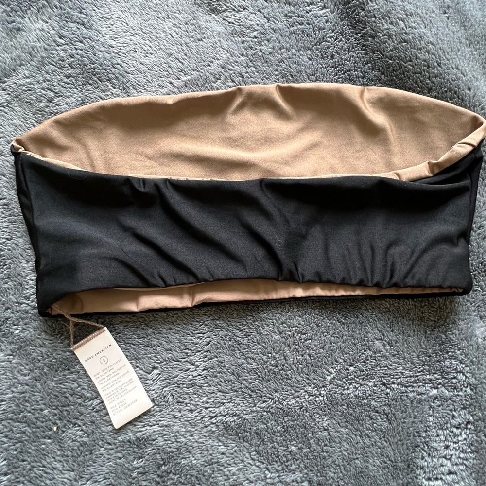Good American Shine Band Bandeau Swim Top, reversible - Size 2